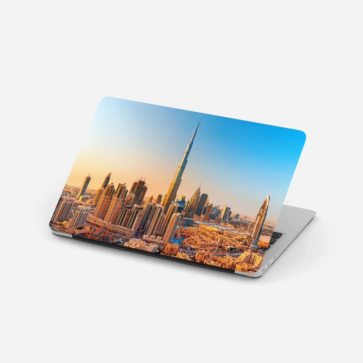 Naklejka na laptopa panorama Dubaju o złotej godzinie – Wallissimo® Naklejka na laptopa panorama Dubaju o złotej godzinie – Wallissimo®