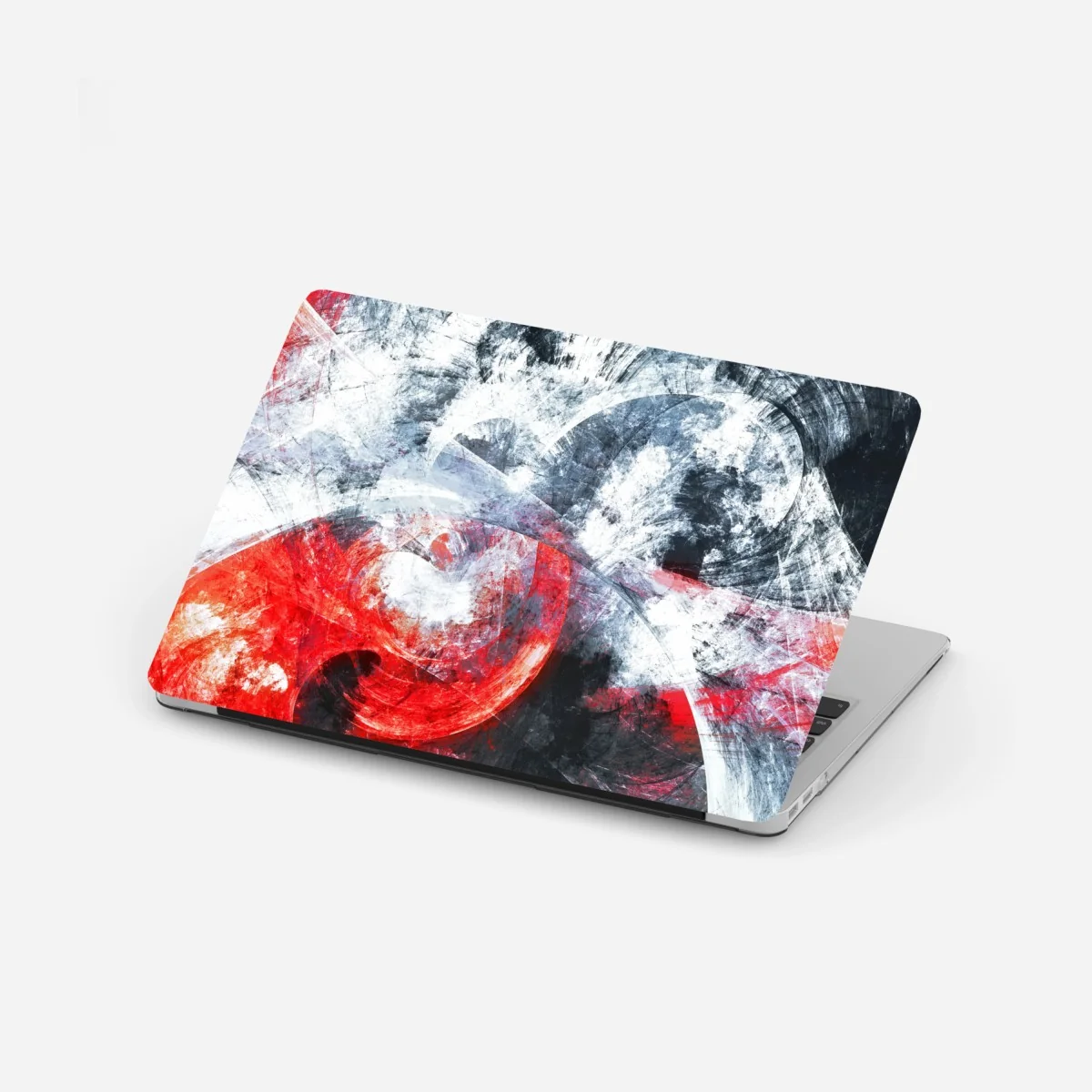 Naklejka na laptopa dynamiczna czerwona i biała abstrakcyjna kompozycja – Wallissimo® Naklejka na laptopa dynamiczna czerwona i biała abstrakcyjna kompozycja – Wallissimo®