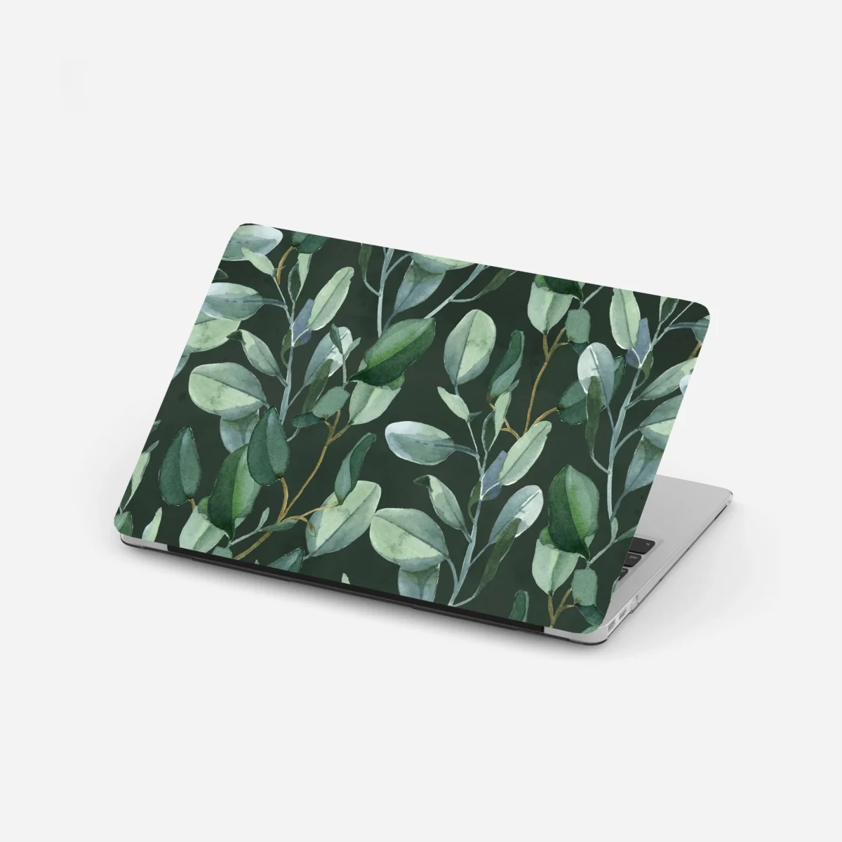 Naklejka na laptopa wzór akwarelowy z liśćmi eukaliptusa na ciemnozielonym tle – Wallissimo® Naklejka na laptopa wzór akwarelowy z liśćmi eukaliptusa na ciemnozielonym tle – Wallissimo®