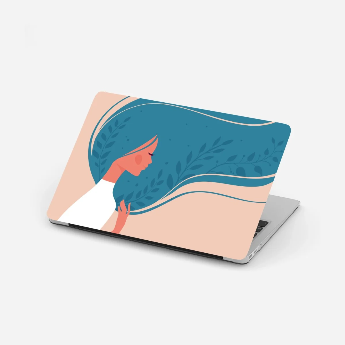 Naklejka na laptopa spokojny kwiatowy profil z falującymi włosami – Wallissimo® Naklejka na laptopa spokojny kwiatowy profil z falującymi włosami – Wallissimo®