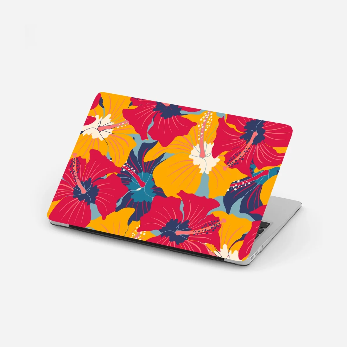 Naklejka na laptopa żywy wzór hibiskusa w stylu retro – Wallissimo® Naklejka na laptopa żywy wzór hibiskusa w stylu retro – Wallissimo®