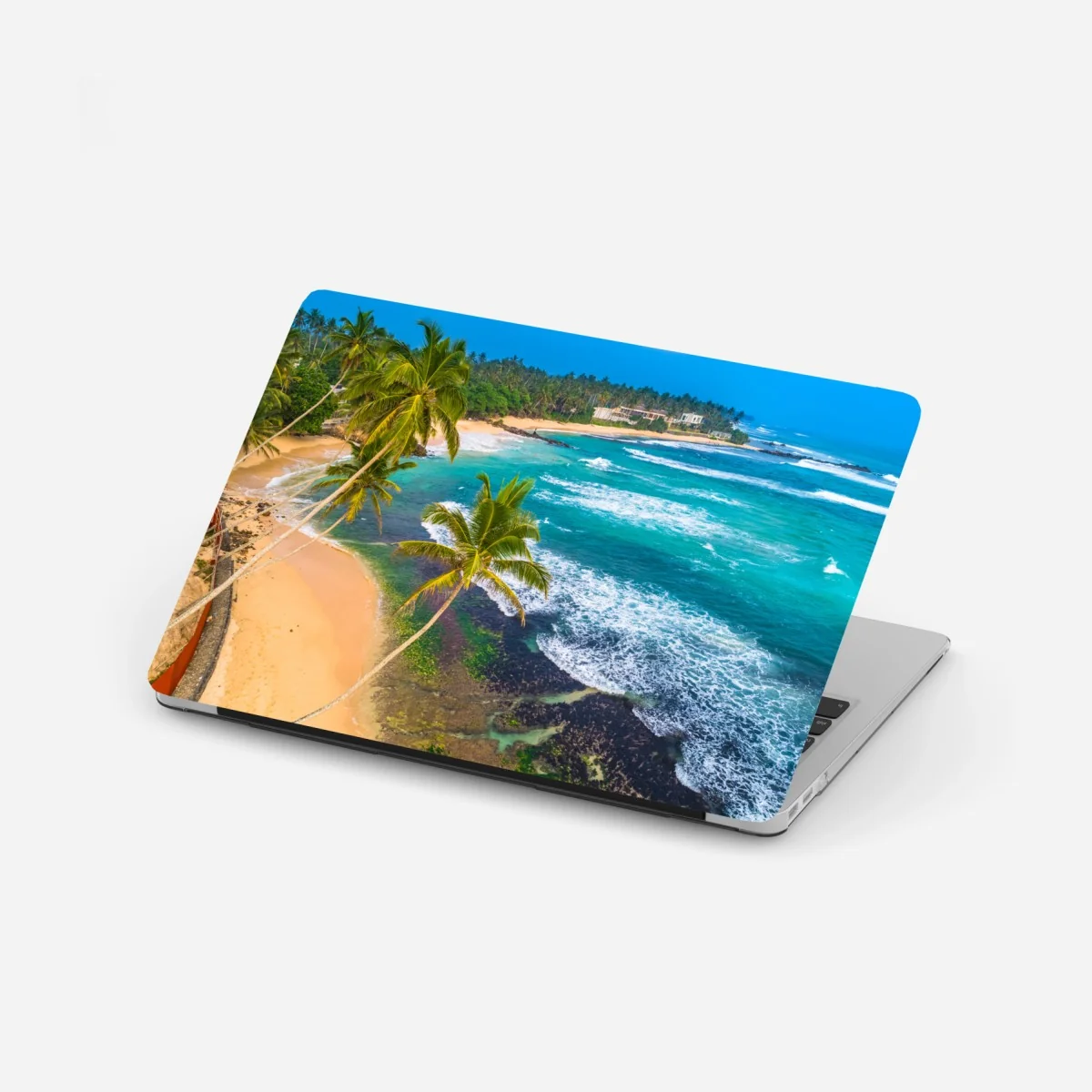 Naklejka na laptopa turkusowe tropikalne wybrzeże z palmami – Wallissimo® Naklejka na laptopa turkusowe tropikalne wybrzeże z palmami – Wallissimo®