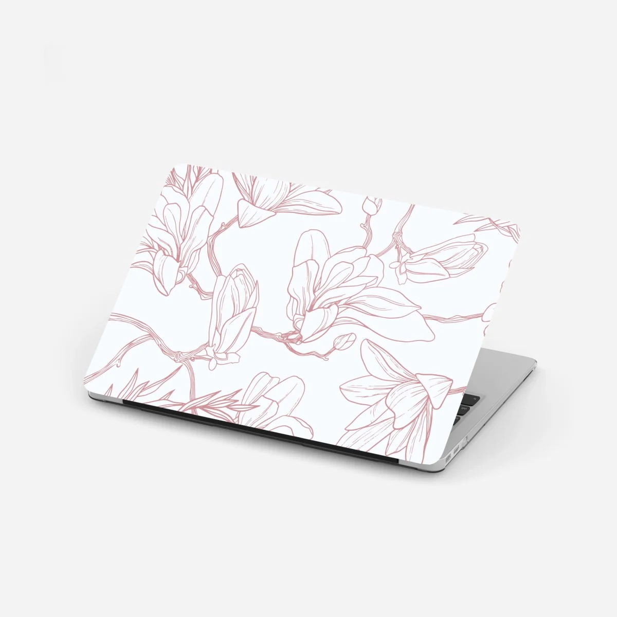 Naklejka na laptopa delikatny wzór magnolii w miękkim różu – Wallissimo®