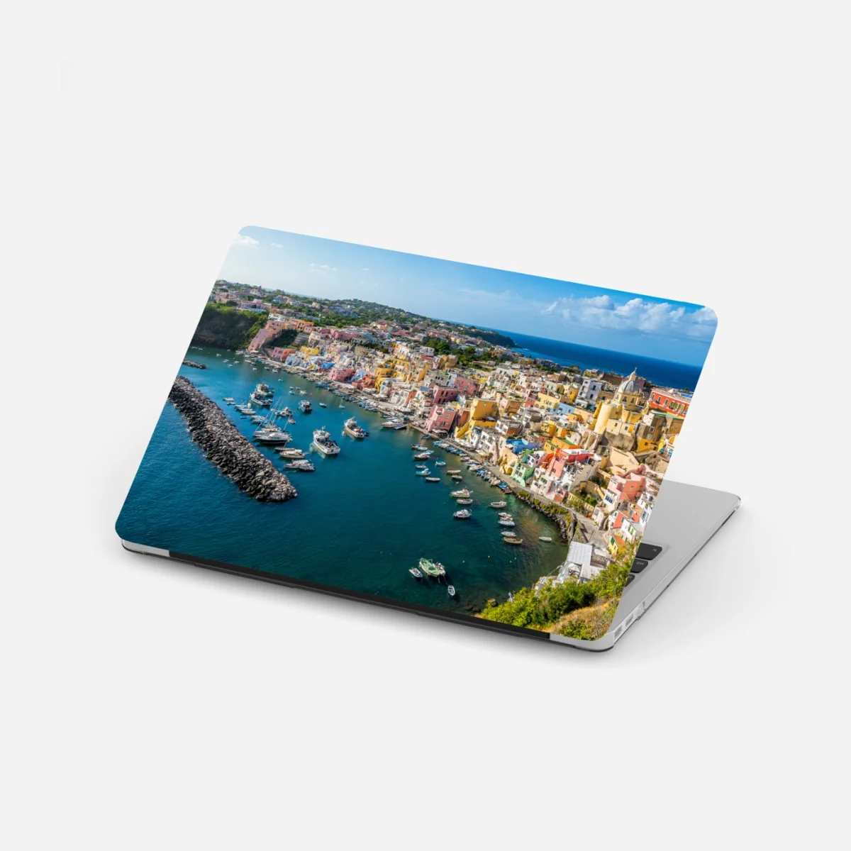 Naklejka na laptopa kolorowa panorama portowa Morza Śródziemnego – Wallissimo®