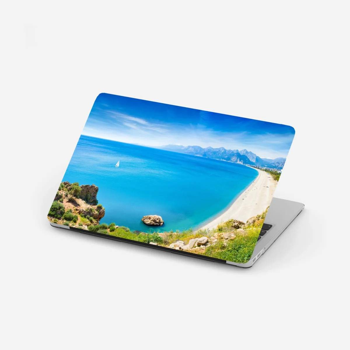 Naklejka na laptopa panoramiczna plaża Konyaalti, Antalya – Wallissimo® Naklejka na laptopa panoramiczna plaża Konyaalti, Antalya – Wallissimo®