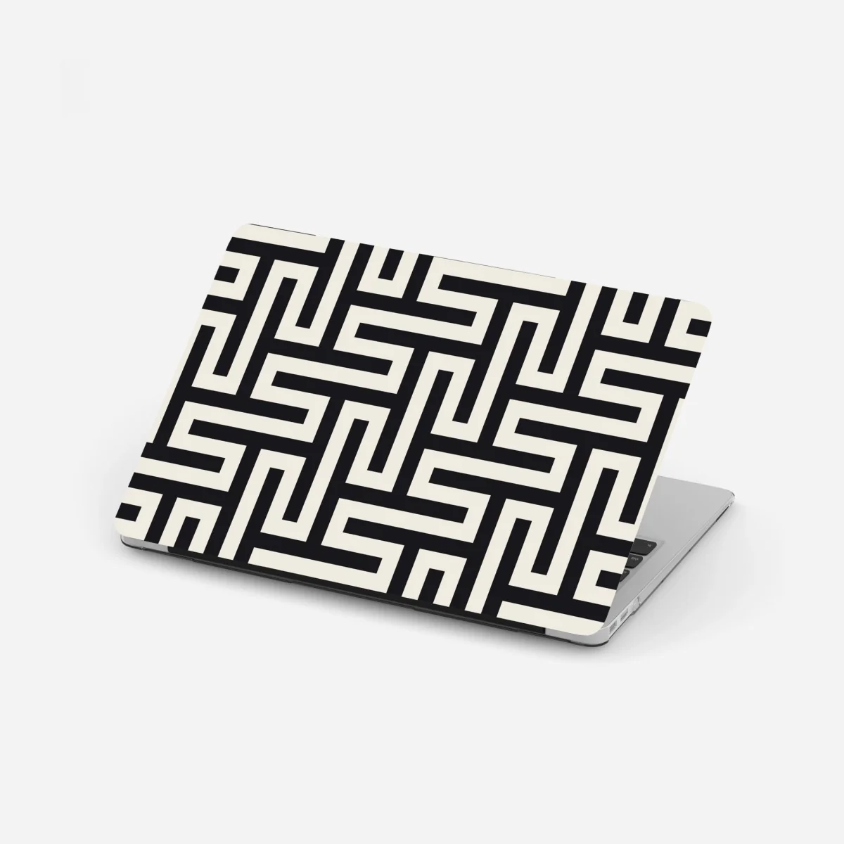 Naklejka na laptopa geometryczny wzór labiryntu w beżu i czerni – Wallissimo® Naklejka na laptopa geometryczny wzór labiryntu w beżu i czerni – Wallissimo®