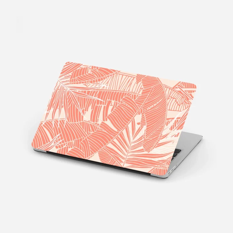 Naklejka na laptopa koralowy wzór tropikalnych liści