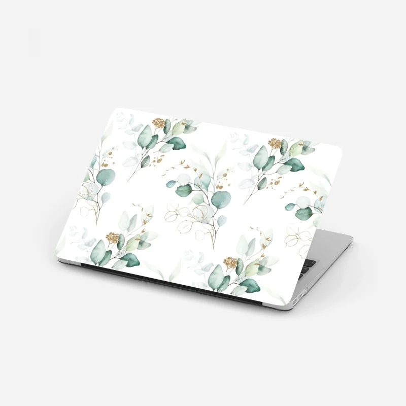 Naklejka na laptopa akwarelowy wzór eukaliptusa w zieleni
