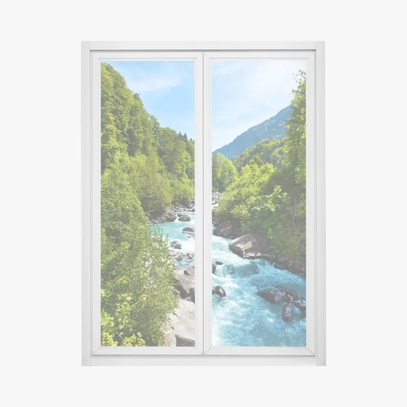 Naklejka na okno słoneczna ścieżka ogrodowa prowadząca do zamku – Wallissimo®