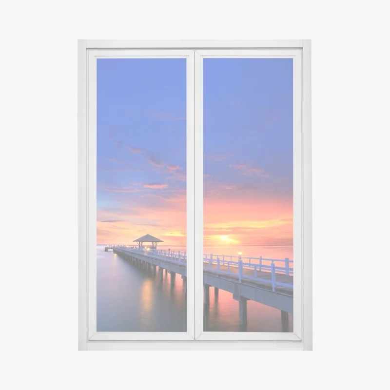 Naklejka na okno zachód słońca nad skalistym wybrzeżem – Wallissimo®