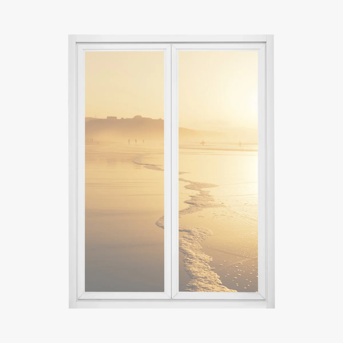 Naklejka na okno złoty zachód słońca na plaży w Sopelanie – Wallissimo® Naklejka na okno złoty zachód słońca na plaży w Sopelanie – Wallissimo®