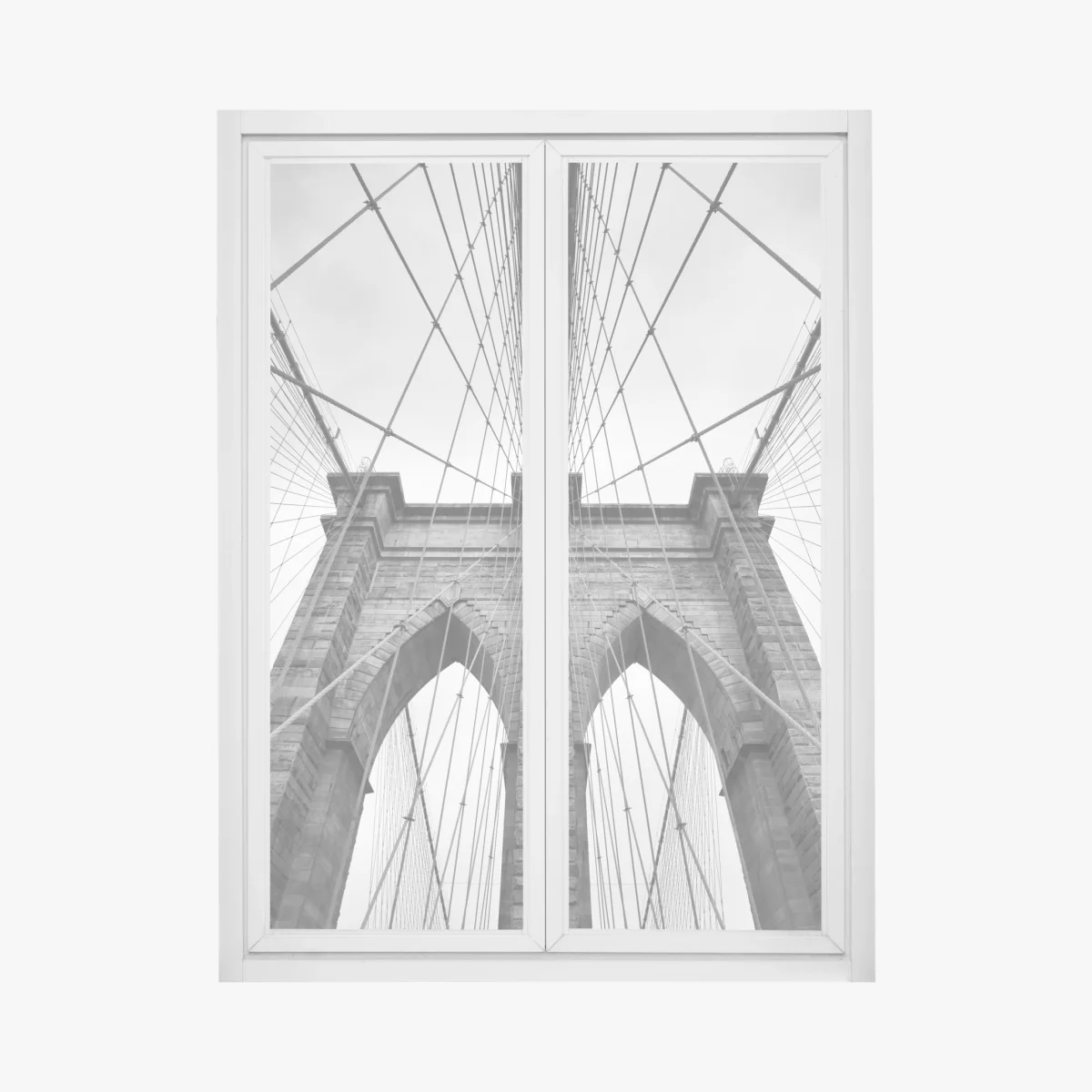Naklejka na okno perspektywa Mostu Brooklyńskiego w monochromie – Wallissimo®