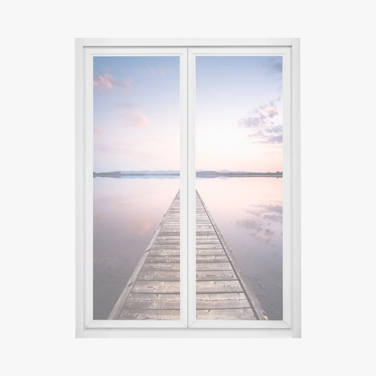 Naklejka na okno pomost prowadzący w stronę horyzontu o zachodzie słońca – Wallissimo®