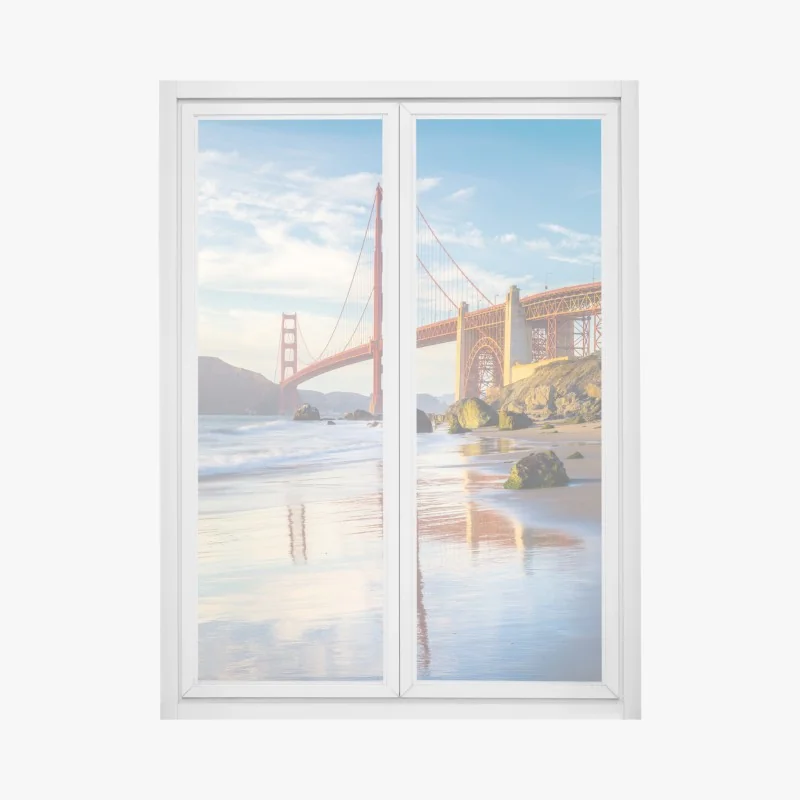 Naklejka na okno luksusowe niebiesko-złote abstrakcyjne fale – Wallissimo®