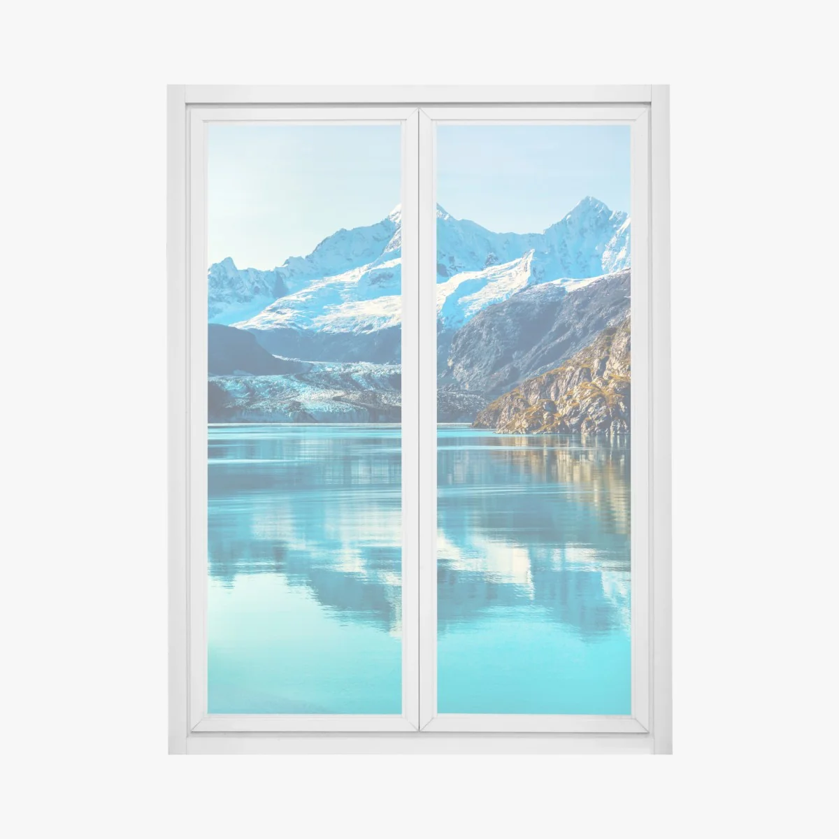 Naklejka na okno spokojne turkusowe jezioro górskie – Wallissimo® Naklejka na okno spokojne turkusowe jezioro górskie – Wallissimo®