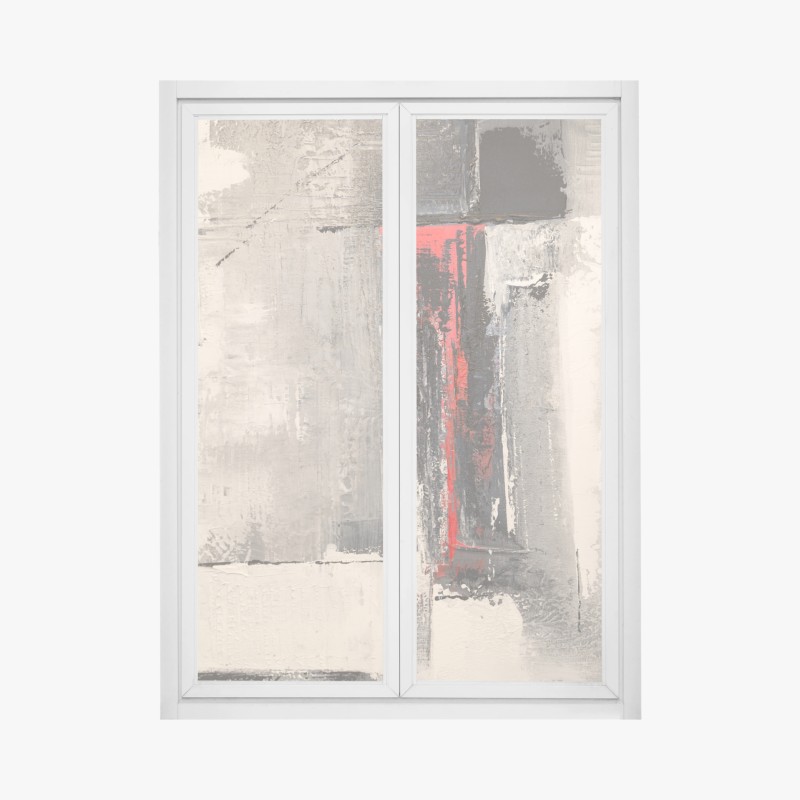 Naklejka na okno teksturalna abstrakcja z czerwonym akcentem