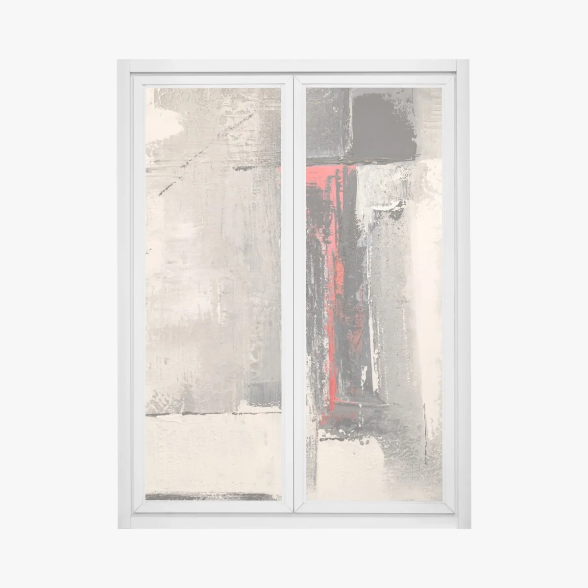 Naklejka na okno teksturalna abstrakcja z czerwonym akcentem – Wallissimo®