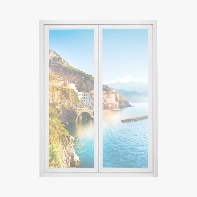 Naklejka na okno spokojna turkusowa plaża – Wallissimo®