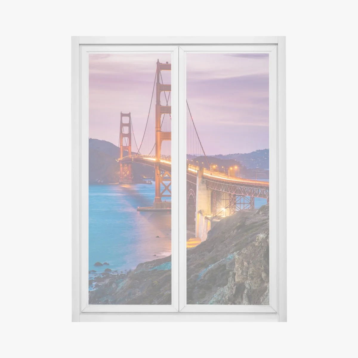 Naklejka na okno most Golden Gate o zmierzchu, San Francisco – Wallissimo® Naklejka na okno most Golden Gate o zmierzchu, San Francisco – Wallissimo®