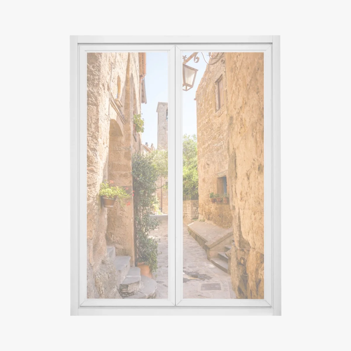 Naklejka na okno słoneczna uliczka w Civita di Bagnoregio – Wallissimo®