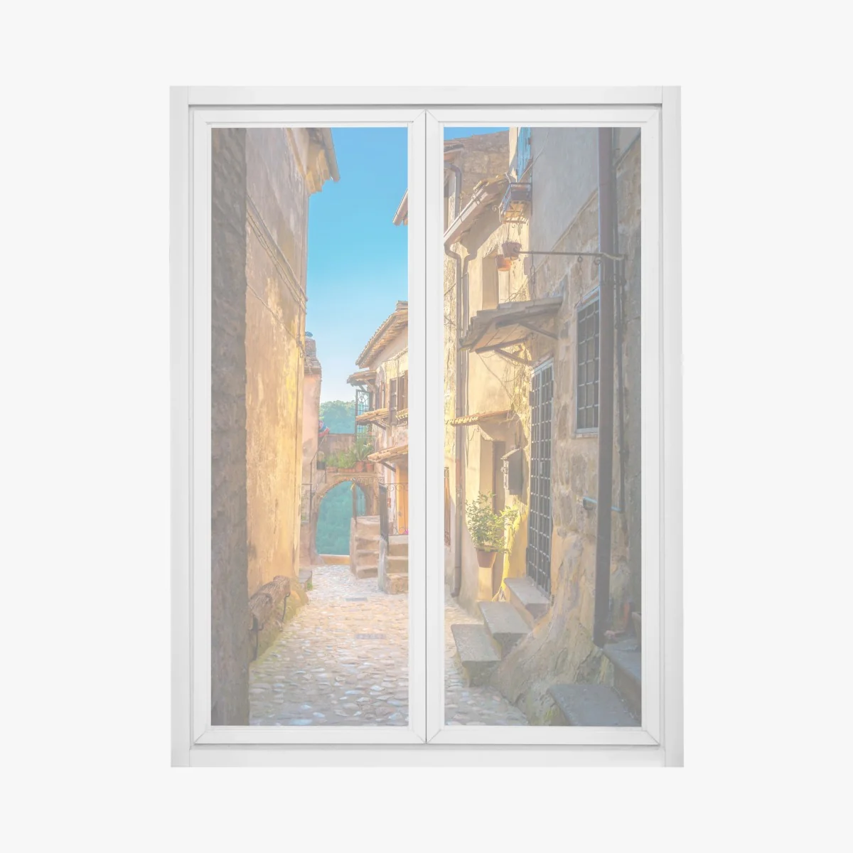 Naklejka na okno uliczka o zachodzie słońca w Toskanii – Wallissimo® Naklejka na okno uliczka o zachodzie słońca w Toskanii – Wallissimo®