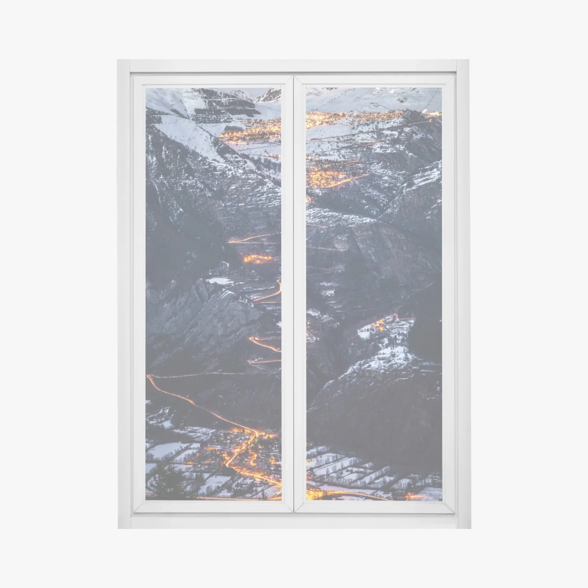 Naklejka na okno Alpe d'Huez nocna wspinaczka po krętej drodze – Wallissimo® Naklejka na okno Alpe d'Huez nocna wspinaczka po krętej drodze – Wallissimo®