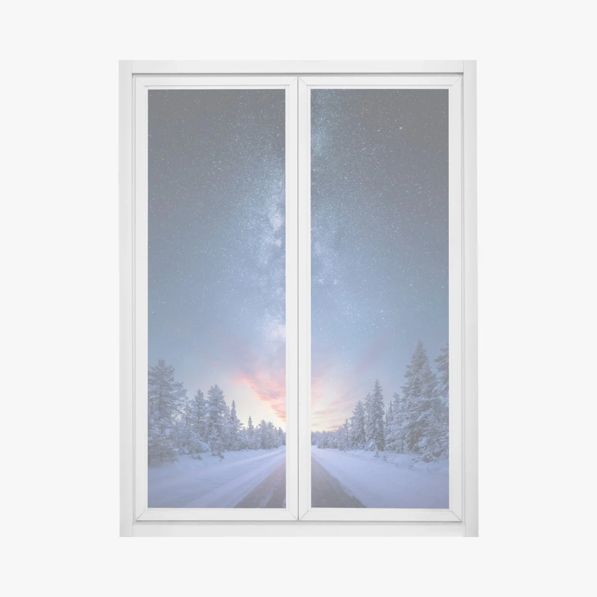 Naklejka na okno droga do mlecznej drogi o wschodzie słońca – Wallissimo® Naklejka na okno droga do mlecznej drogi o wschodzie słońca – Wallissimo®