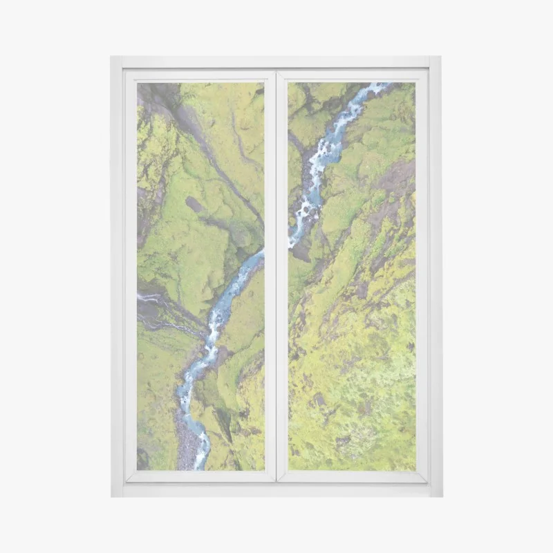 Naklejka na okno tropikalna strelicja na turkusowych liściach – Wallissimo®