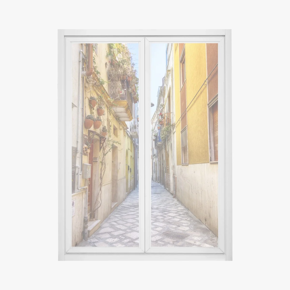 Naklejka na okno słoneczna uliczka w Brindisi – Wallissimo®