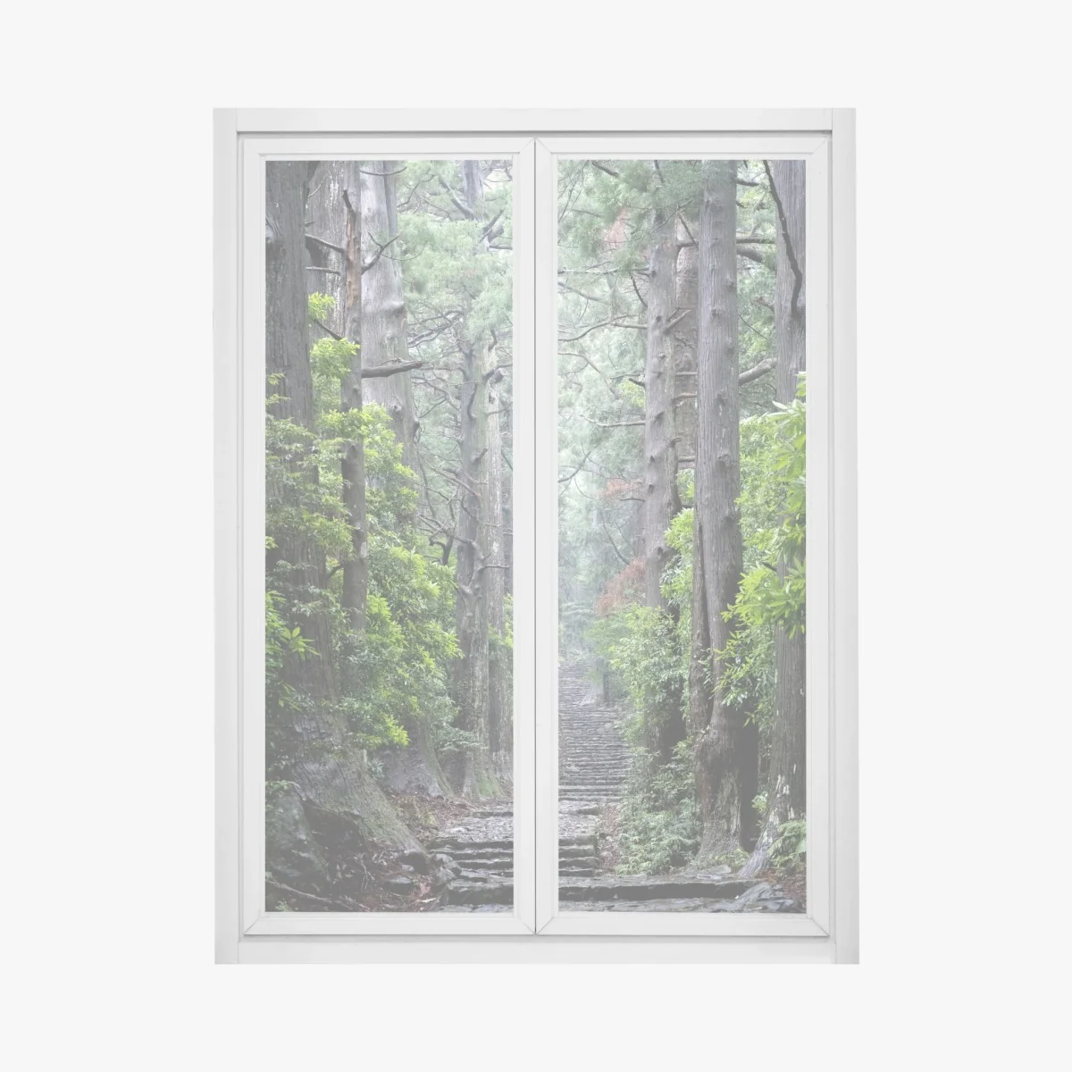 Naklejka na okno mistyczna ścieżka leśna między starymi drzewami – Wallissimo® Naklejka na okno mistyczna ścieżka leśna między starymi drzewami – Wallissimo®