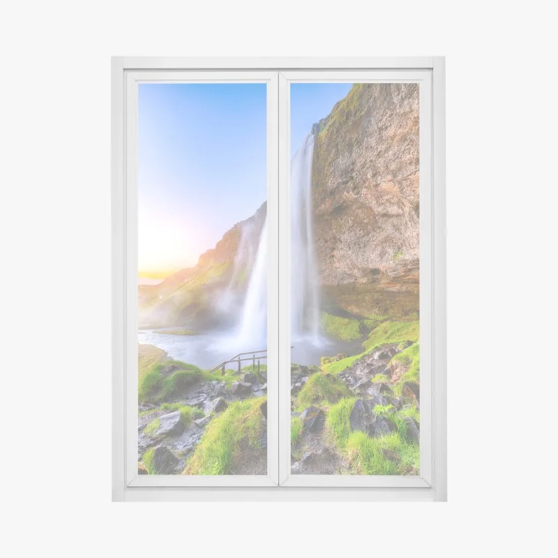 Naklejka na okno luksusowa niebiesko-złota abstrakcja fluidalna – Wallissimo®