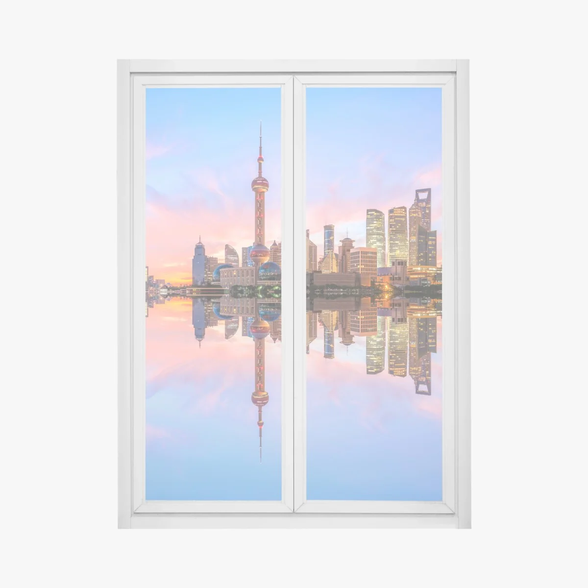 Naklejka na okno Szanghaj o wschodzie słońca – Wallissimo® Naklejka na okno Szanghaj o wschodzie słońca – Wallissimo®