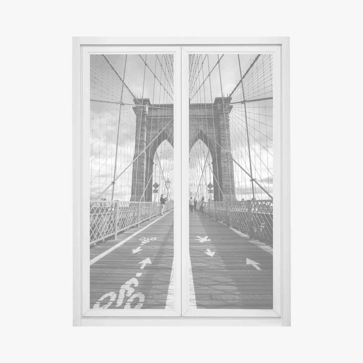Naklejka na okno most Brooklyński w monochromatycznej perspektywie – Wallissimo® Naklejka na okno most Brooklyński w monochromatycznej perspektywie – Wallissimo®