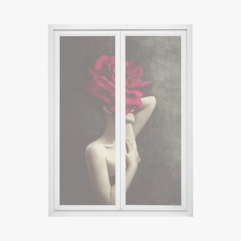 Naklejka na okno słoneczna uliczka z zielonymi okiennicami – Wallissimo®