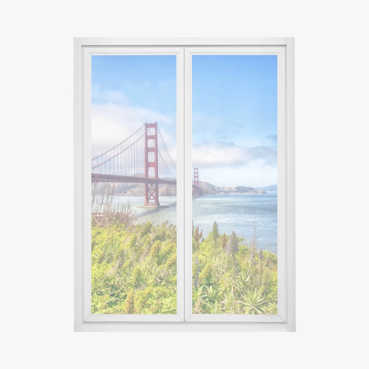 Naklejka na okno Golden Gate nad zatoką San Francisco – Wallissimo® Naklejka na okno Golden Gate nad zatoką San Francisco – Wallissimo®