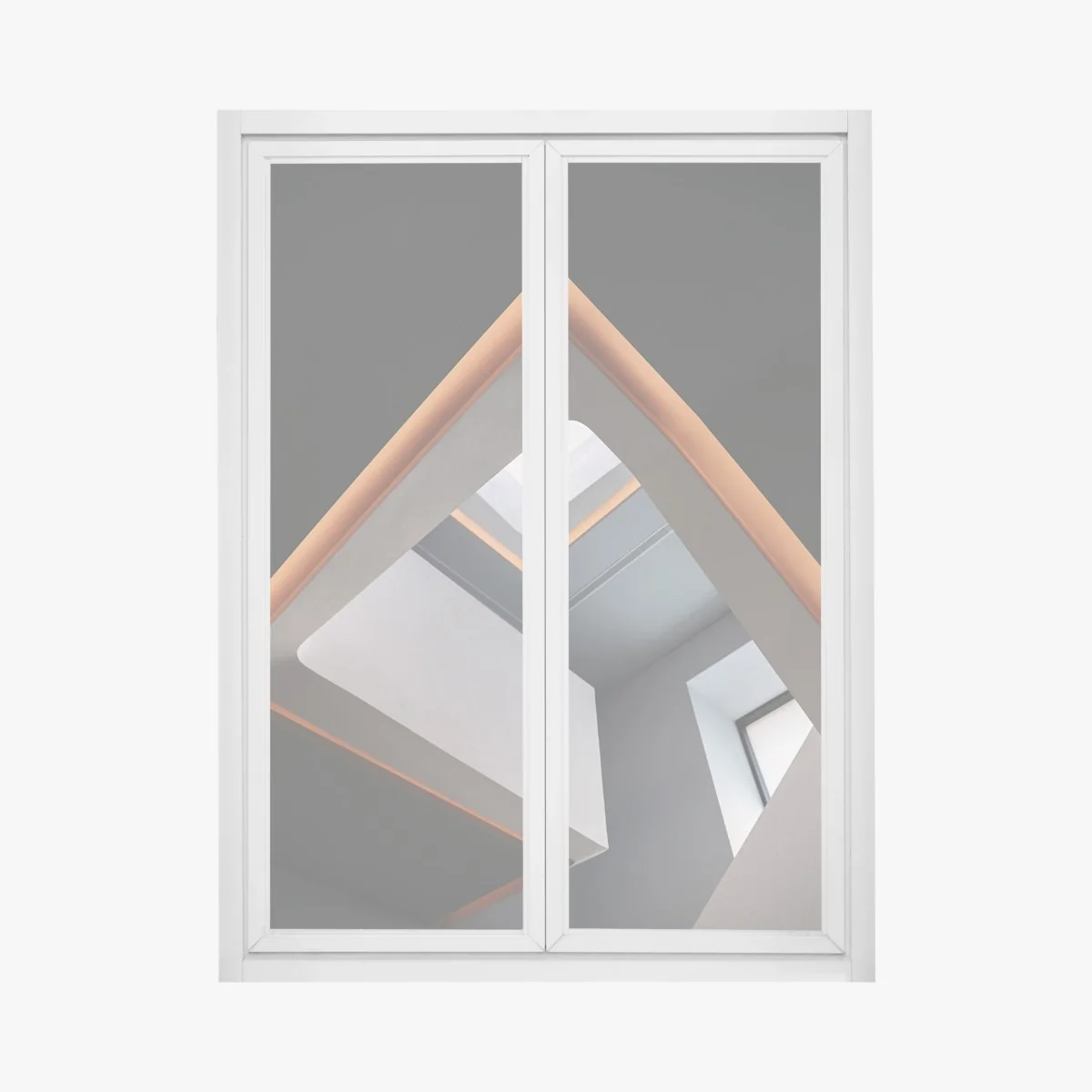 Naklejka na okno minimalistyczne geometryczne wnętrze z świetlikiem – Wallissimo® Naklejka na okno minimalistyczne geometryczne wnętrze z świetlikiem – Wallissimo®