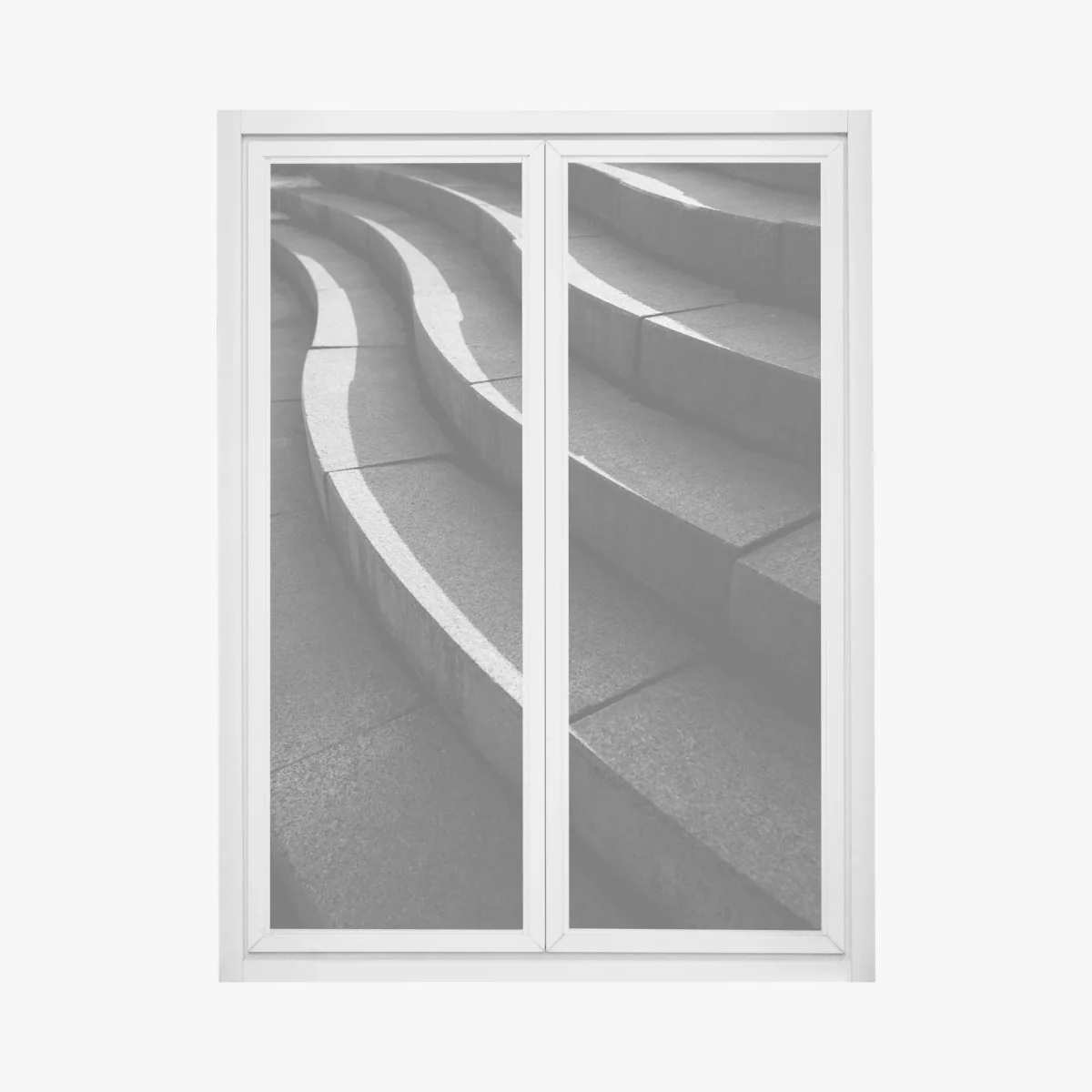 Naklejka na okno zakrzywione betonowe schody w cieniu – Wallissimo® Naklejka na okno zakrzywione betonowe schody w cieniu – Wallissimo®