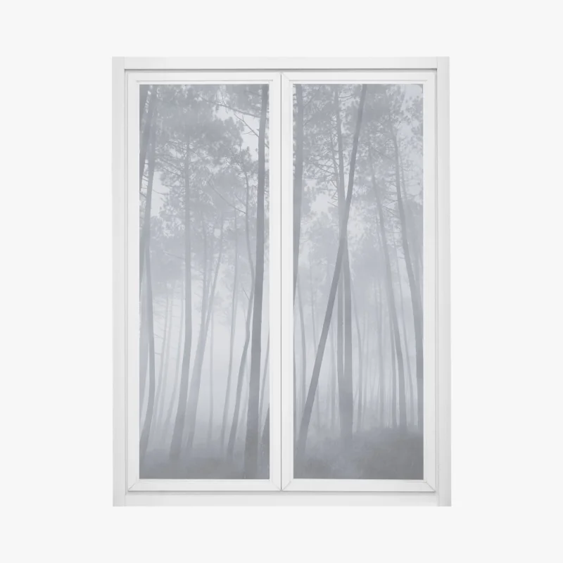 Naklejka na okno spokojna ścieżka w lesie bambusowym – Wallissimo®