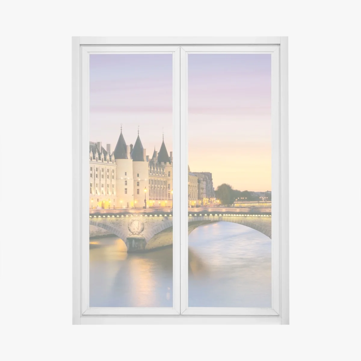 Naklejka na okno Paryż zachód słońca nad zabytkowym mostem – Wallissimo® Naklejka na okno Paryż zachód słońca nad zabytkowym mostem – Wallissimo®