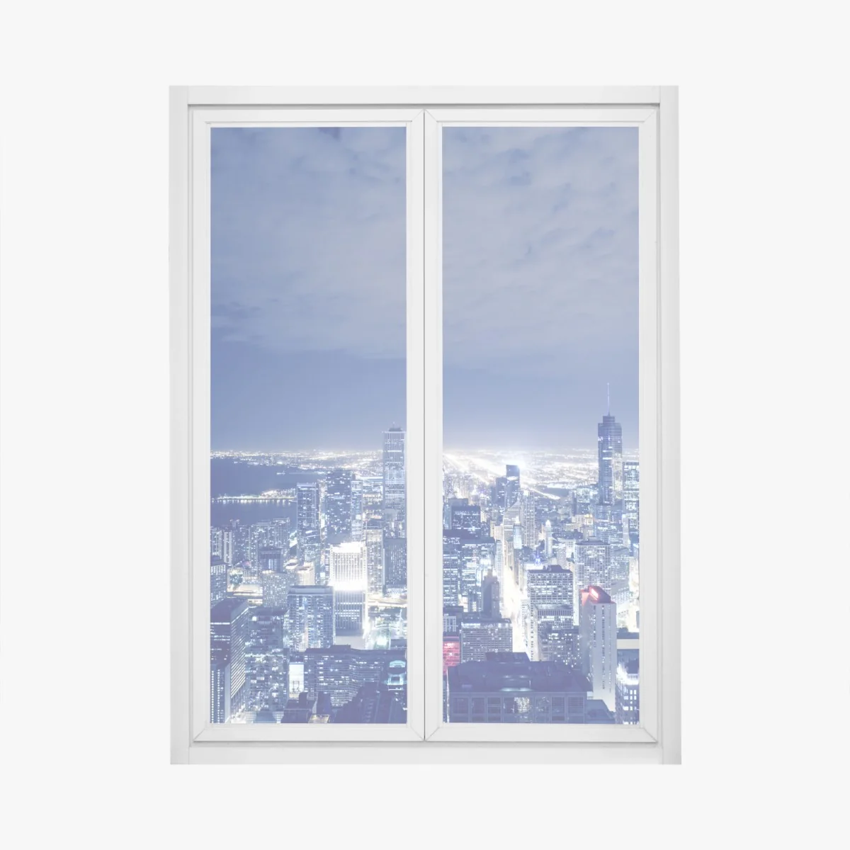 Naklejka na okno Chicago nocna panorama miasta – Wallissimo® Naklejka na okno Chicago nocna panorama miasta – Wallissimo®