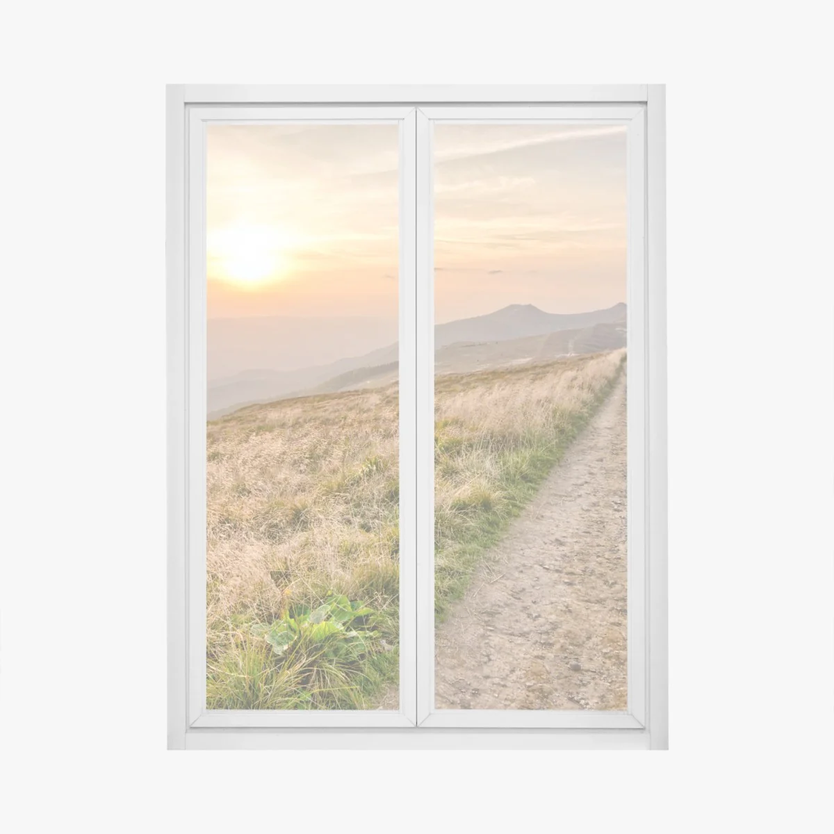 Naklejka na okno szlak o zachodzie słońca w Bieszczadach – Wallissimo® Naklejka na okno szlak o zachodzie słońca w Bieszczadach – Wallissimo®