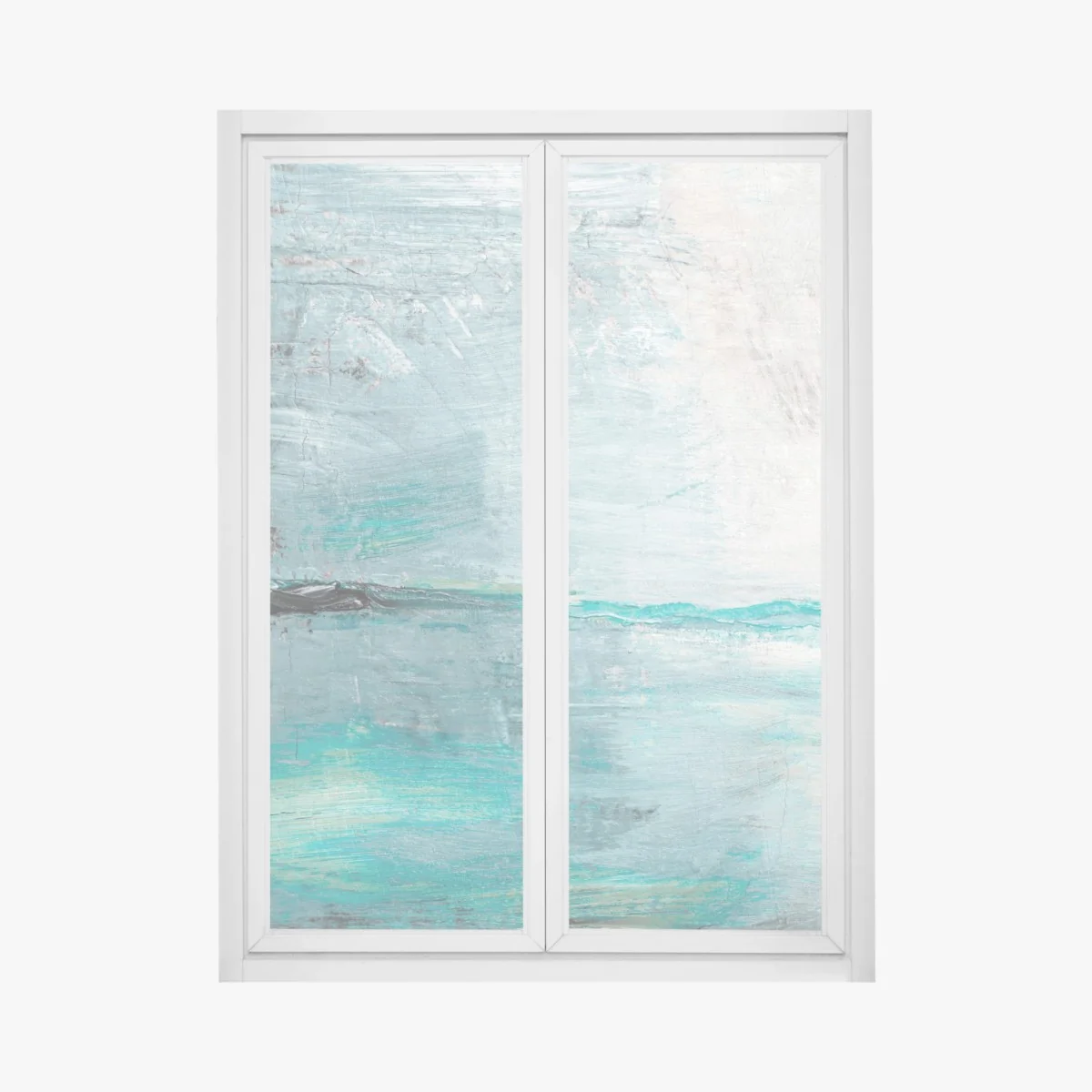 Naklejka na okno spokojna turkusowa abstrakcyjna morska panorama – Wallissimo® Naklejka na okno spokojna turkusowa abstrakcyjna morska panorama – Wallissimo®