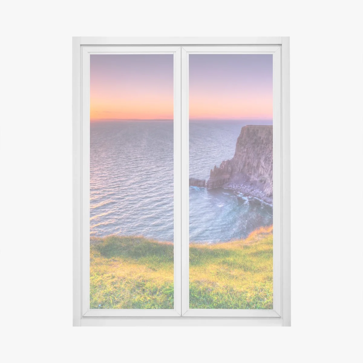 Naklejka na okno zachód słońca nad skalistymi klifami – Wallissimo®