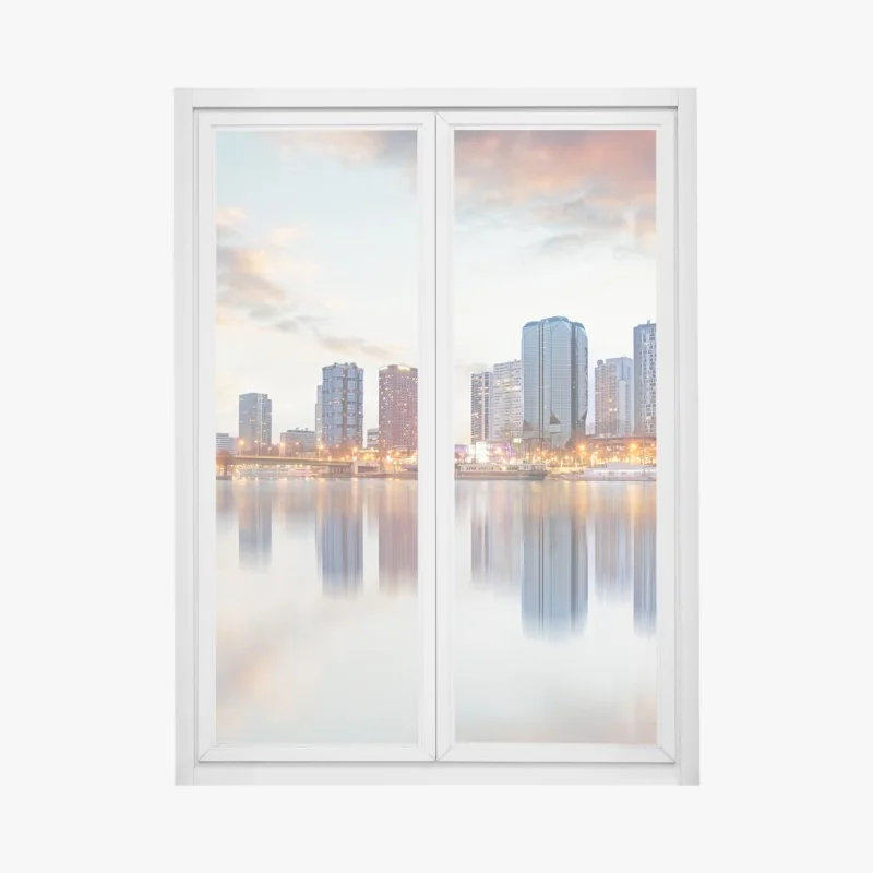 Naklejka na okno zachód słońca nad skalistym wybrzeżem – Wallissimo®