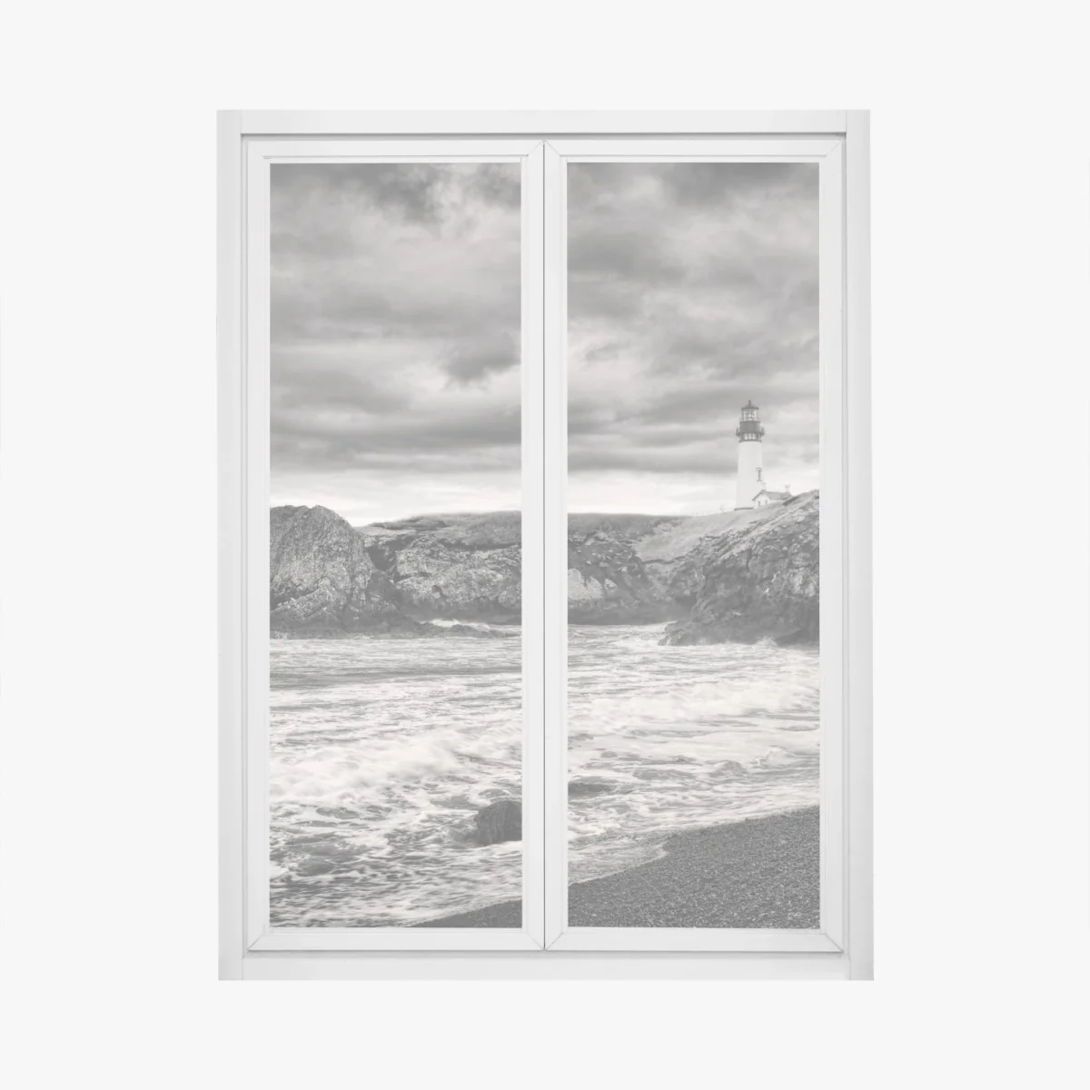 Naklejka na okno latarnia morska Yaquina Bay na burzliwym wybrzeżu – Wallissimo® Naklejka na okno latarnia morska Yaquina Bay na burzliwym wybrzeżu – Wallissimo®
