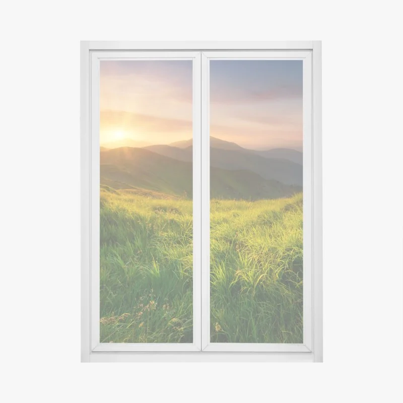 Naklejka na okno spokojny ośnieżony krajobraz górski nad morzem – Wallissimo®