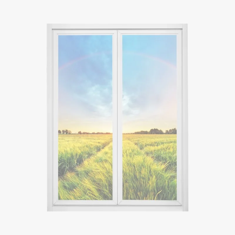 Naklejka na okno góra lodowa i odbicia gór w turkusowej wodzie – Wallissimo®