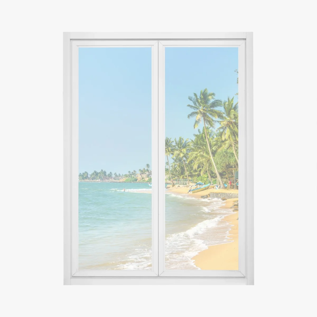Naklejka na okno tropikalna plaża z palmami – Wallissimo® Naklejka na okno tropikalna plaża z palmami – Wallissimo®