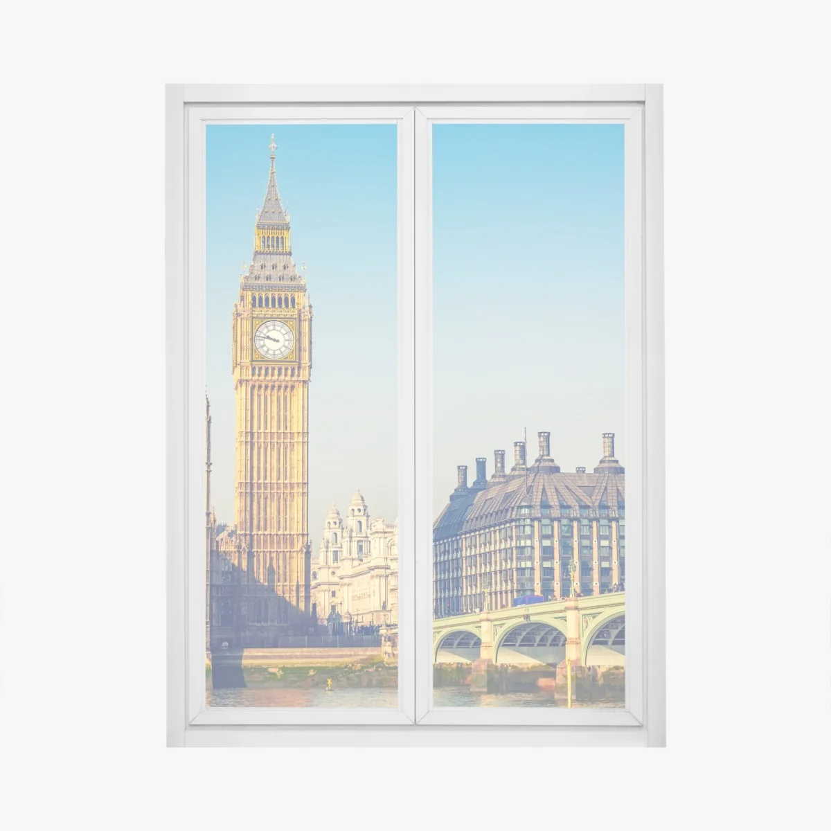 Naklejka na okno Londyn z Big Benem i mostem Westminster – Wallissimo® Naklejka na okno Londyn z Big Benem i mostem Westminster – Wallissimo®