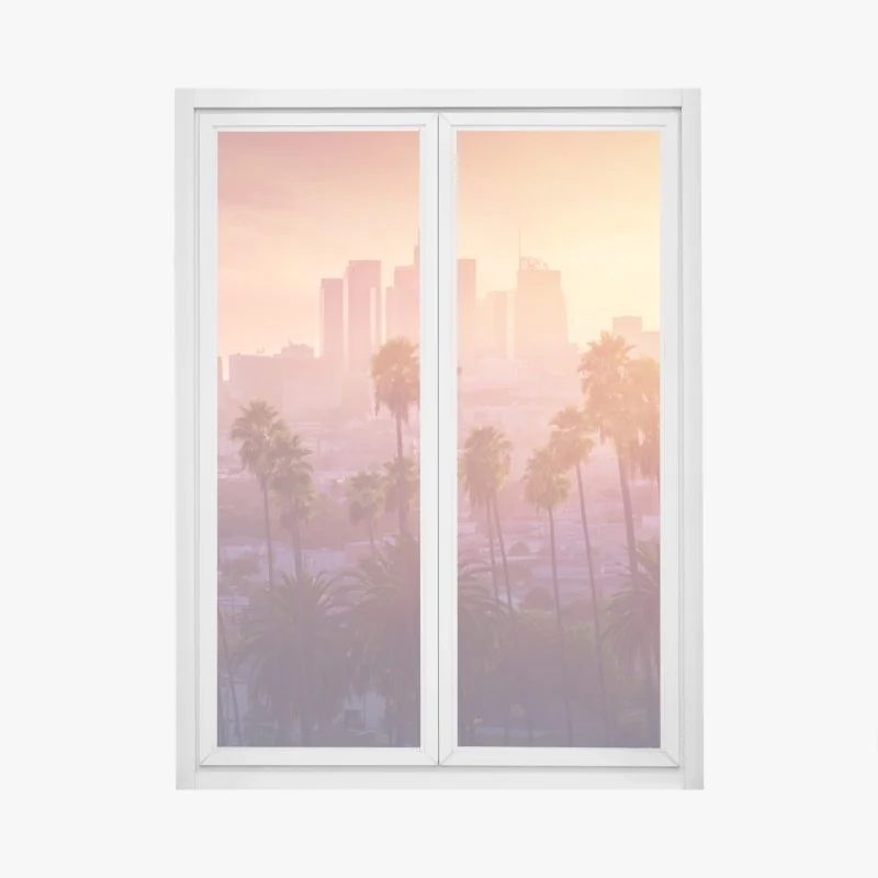 Naklejka na okno las ze strumieniem we mgle – Wallissimo®